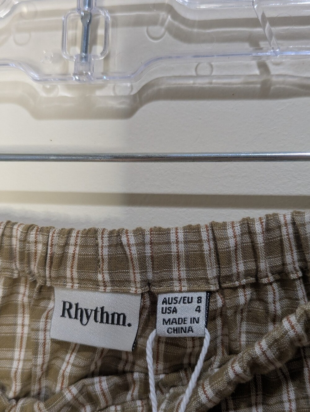 Rhythm Palmer Check Plaid Ruffle Maxi Skirt Sage Green Fall Cotton Small NWT - Picture 7 of 7